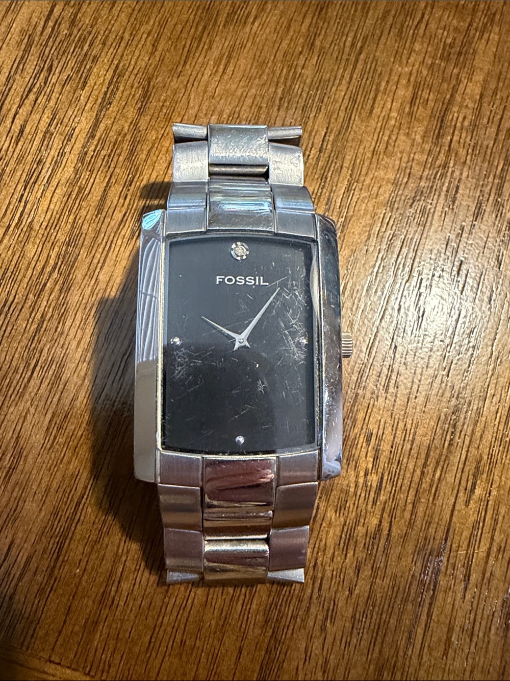 Fossil Men's Black Dial Silver Bracelet Watch